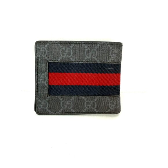 GUCCI GG Supreme Men's Web Black Bi-Fold Wallet - Picture 2 of 11